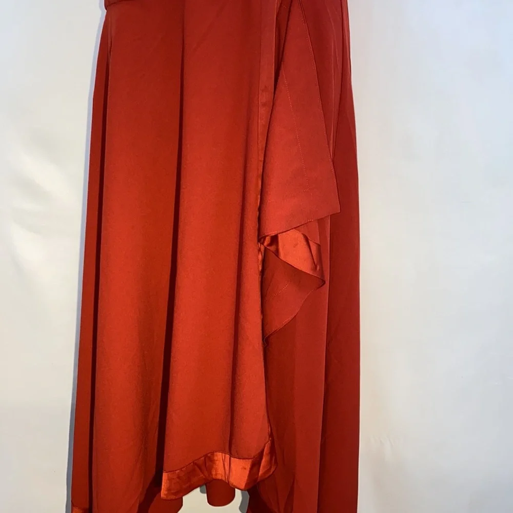 Anthropologie Mare Mare satin ruffle wrap midi skirt in red NWT - Picture 9 of 17